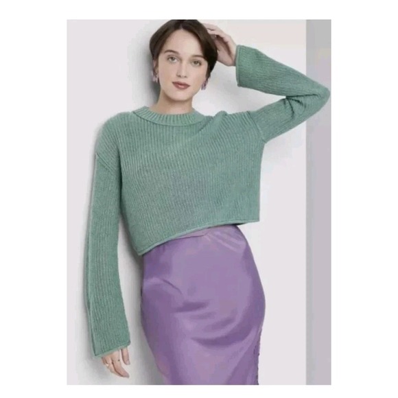 Wild Fable Women's Size Medium Crewneck Boxy Pullover Sweater Green - Picture 1 of 7